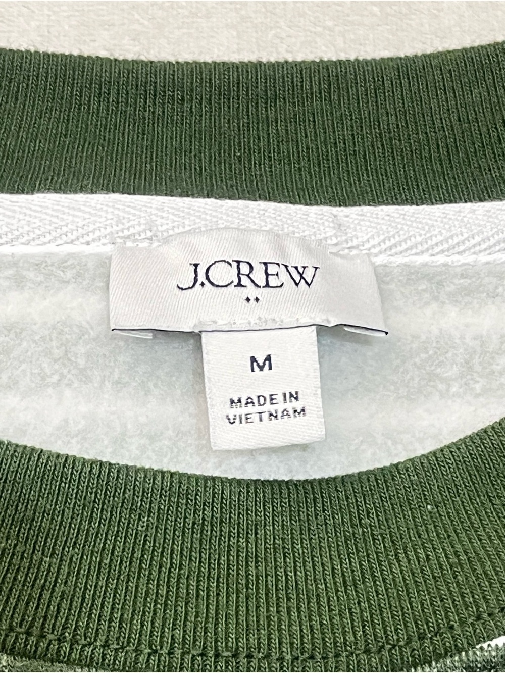J.Crew Women's Striped Crewneck Sweater in Dark Green and White Size Medium - Picture 7 of 16